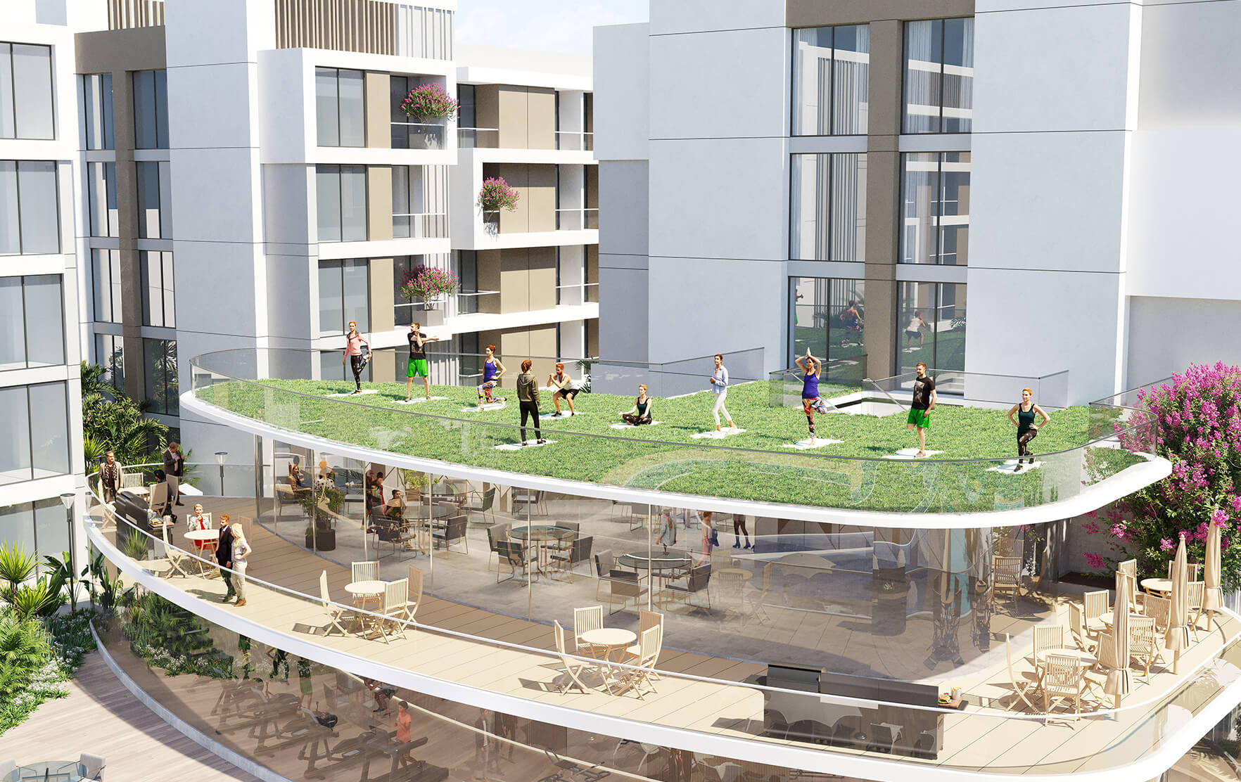 Tranquil yoga deck for fitness and mindfulness at Torino by Oro24.